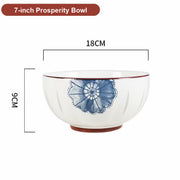 Hand-Painted Blue Floral Ceramic Tableware Set