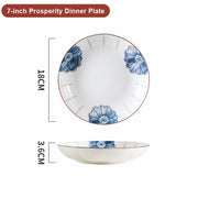 Hand-Painted Blue Floral Ceramic Tableware Set