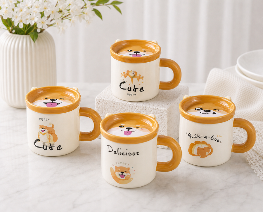 Cute Dog Ceramic Mug with Lid