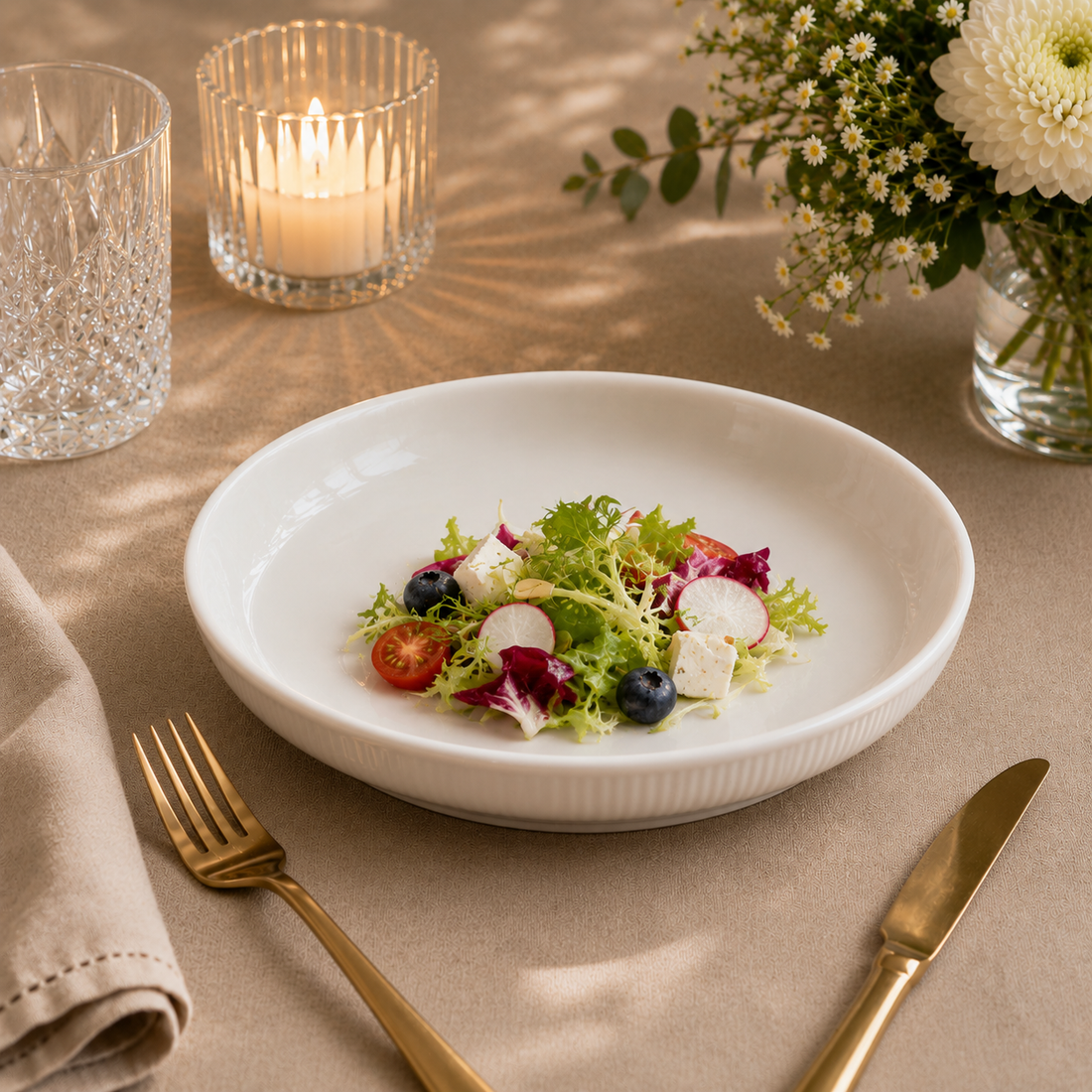 White porcelain salad dish