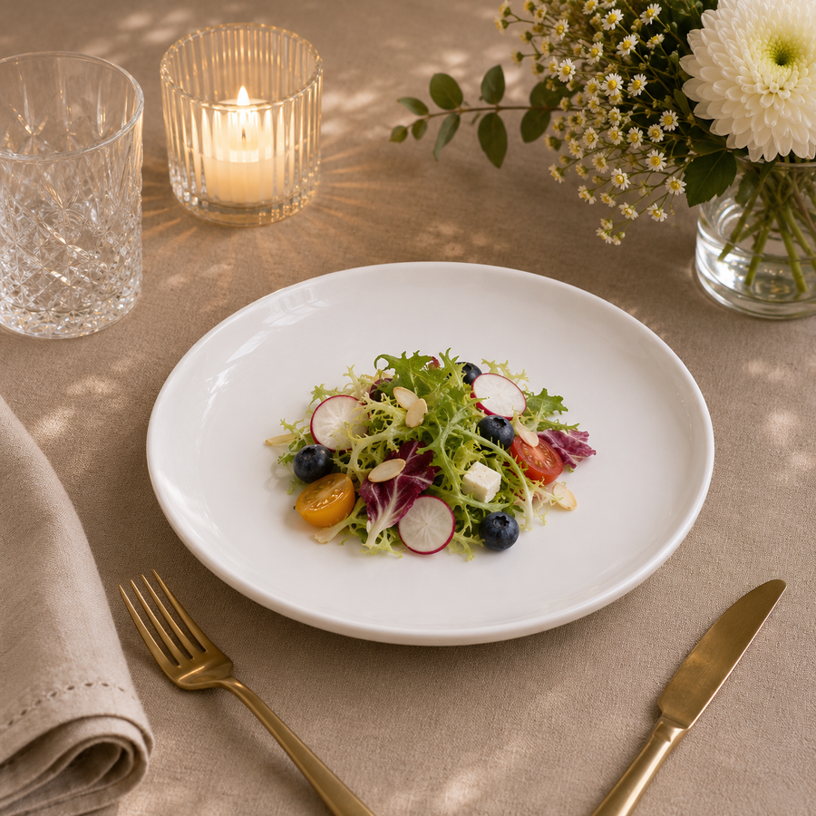 White porcelain shallow plate