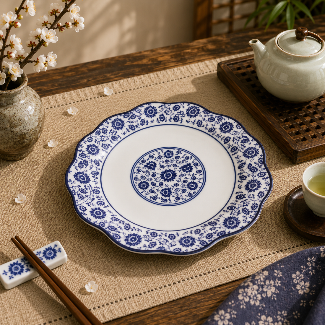 Lotus and Plum Blossom Plate