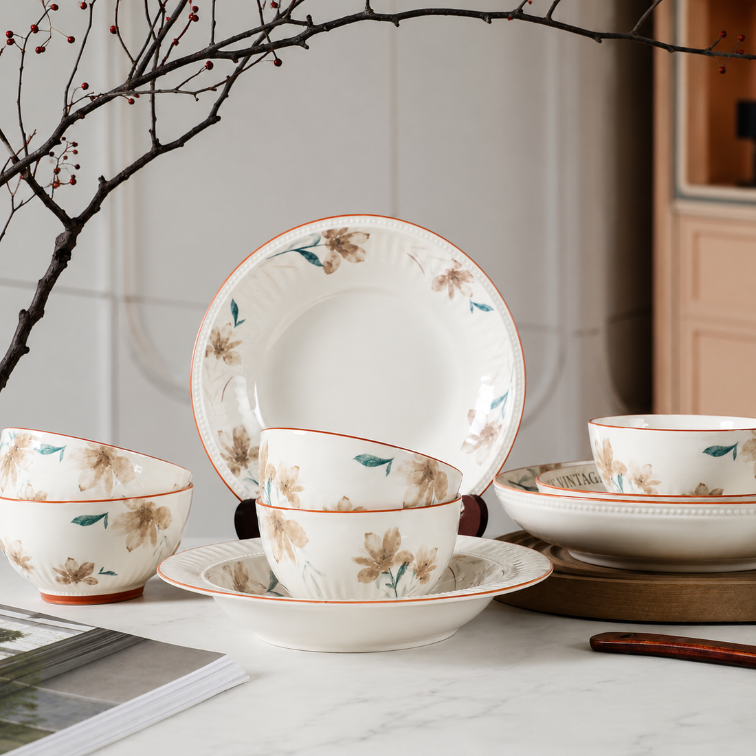 Fragrant Lily Ceramic Tableware Set