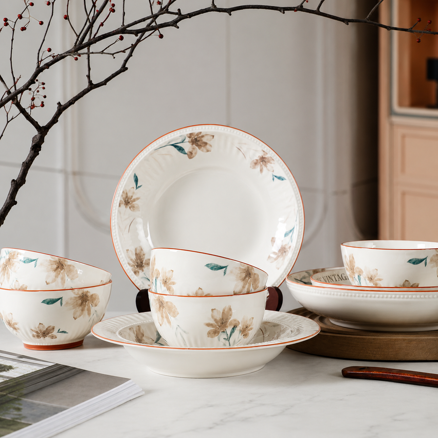 Fragrant Lily Ceramic Tableware Set