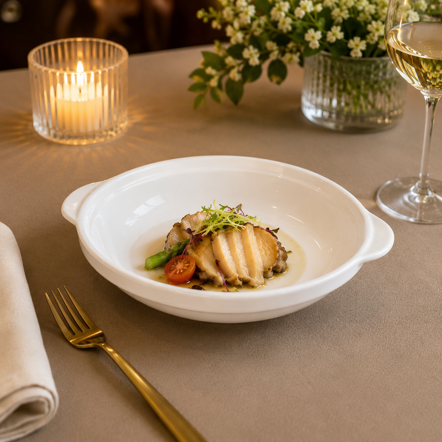 White porcelain abalone dish