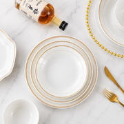 Gold-Accent Ceramic Tableware Set