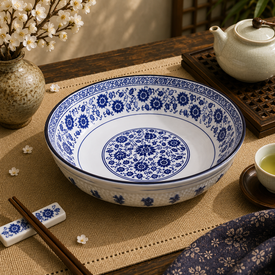 Antique bowl with lotus scroll relief