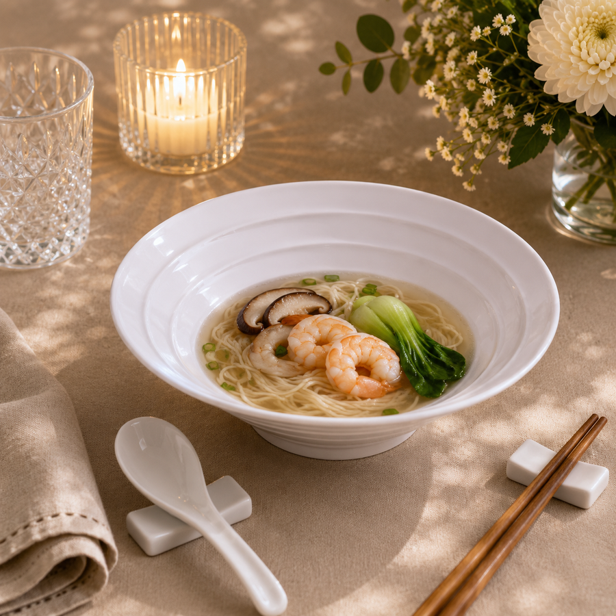 White porcelain double-lined trumpet bowl