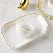 Gold-Accent Ceramic Tableware Set