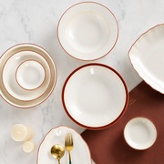 Jade Bead Double-Line Ceramic Tableware Set