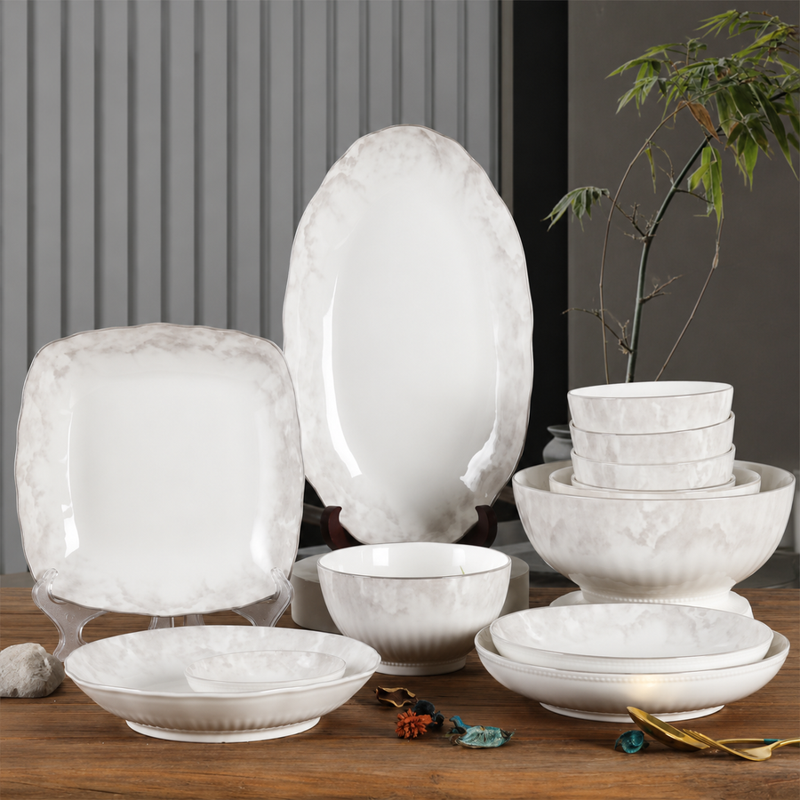Marble Stone Pattern Ceramic Tableware Set