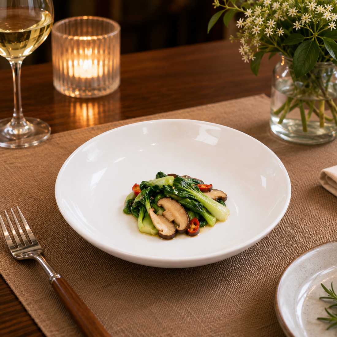 White porcelain rice and dish plate