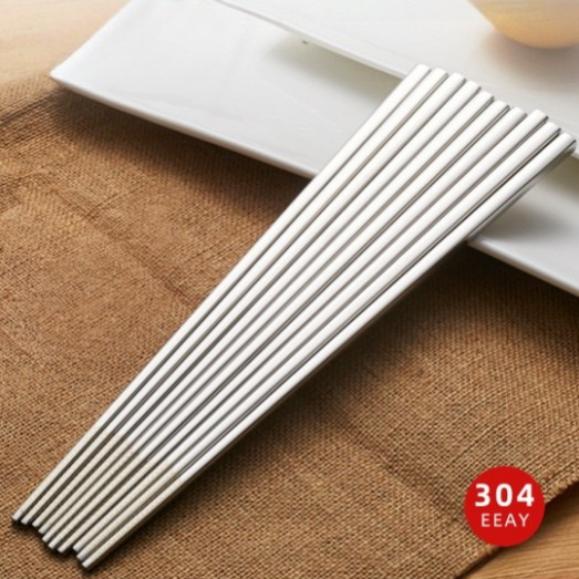 AY 304 Stainless Steel Anti-Slip Full Square Chopsticks