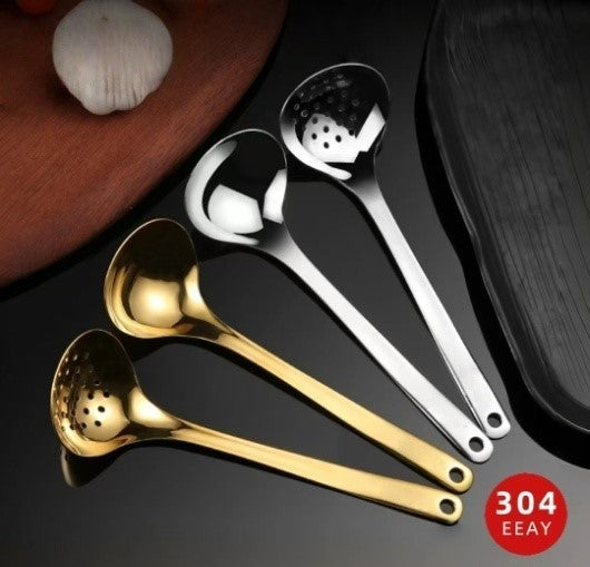 AY Deya Series 304 Stainless Steel Soup Ladle Soup Skimmer （Gold Finish Soup Ladle Gold Finish Soup Skimmer）
