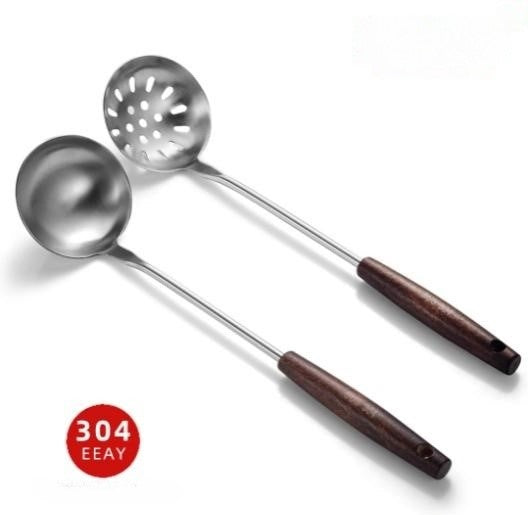 AY Tangya Series 304 Stainless Steel with Wooden Handle Size 7 Soup Ladle Soup Skimmer