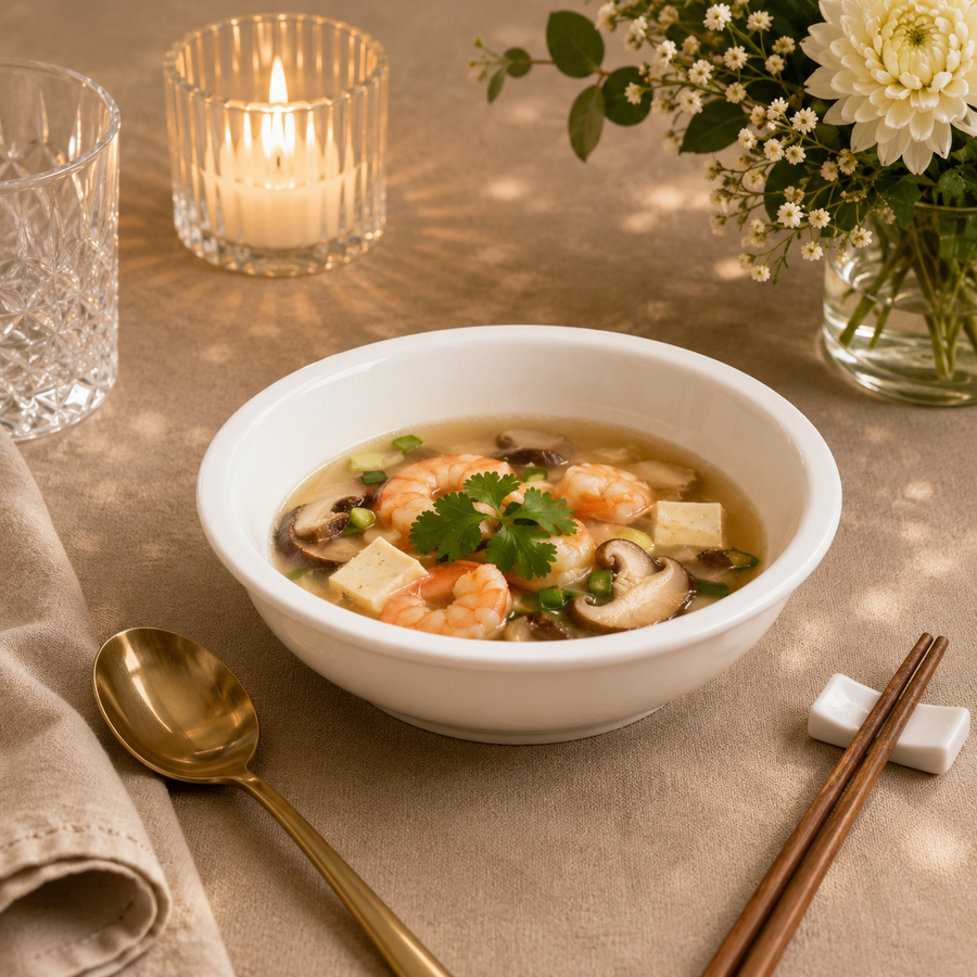 White porcelain soup bowl