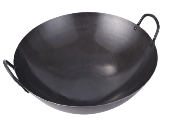CTB Black Carbon Steel Double-Handle Spun Wok