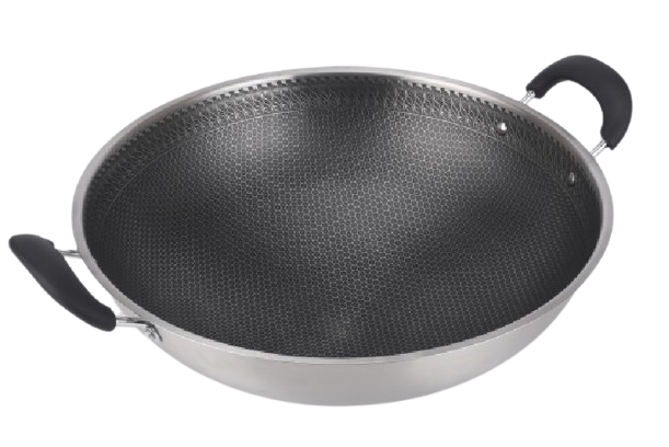 CTB Double-Handle Full Honeycomb Stainless Steel Wok