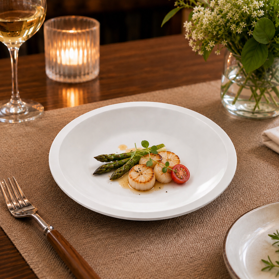 White porcelain French shallow dish