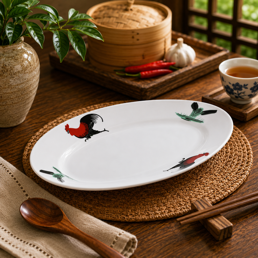 WIDE-RIMMED FISH DISH