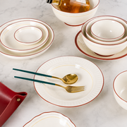Jade Bead Double-Line Ceramic Tableware Set