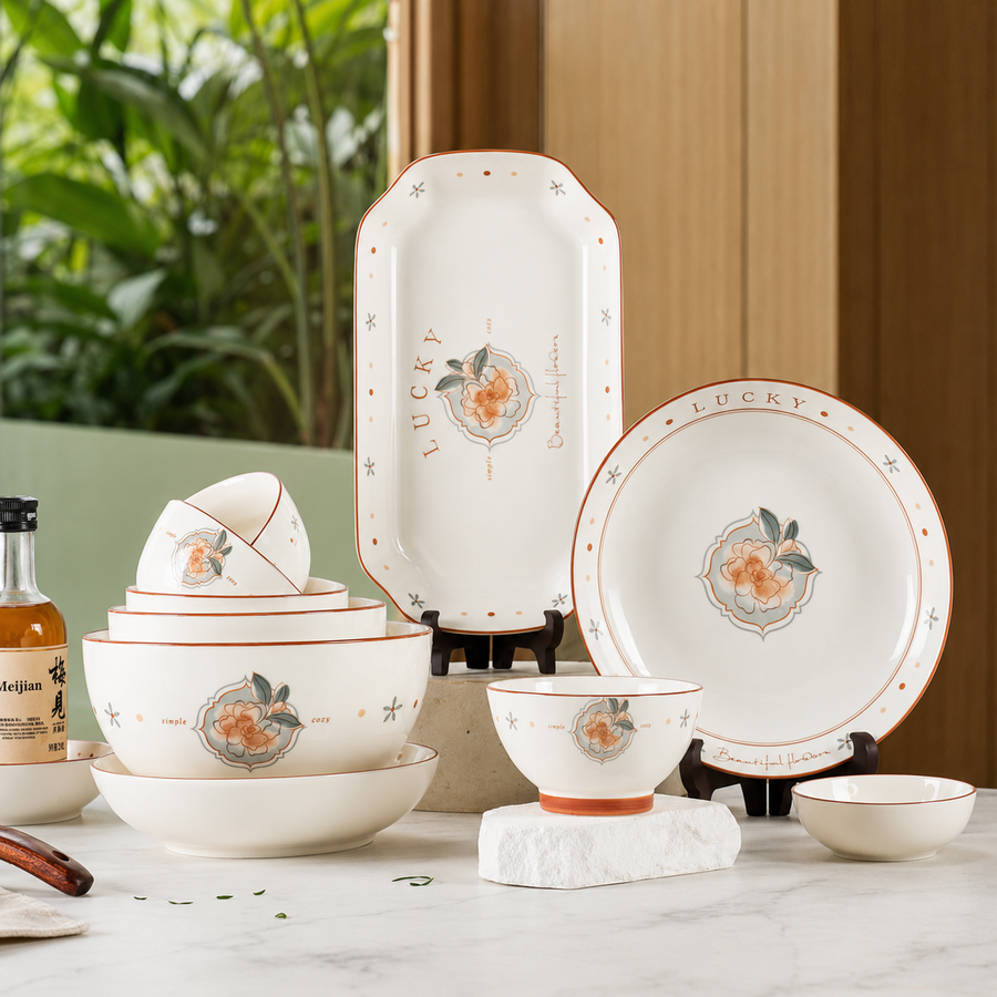 Floral Charm Starry Whisper Ceramic Tableware Set