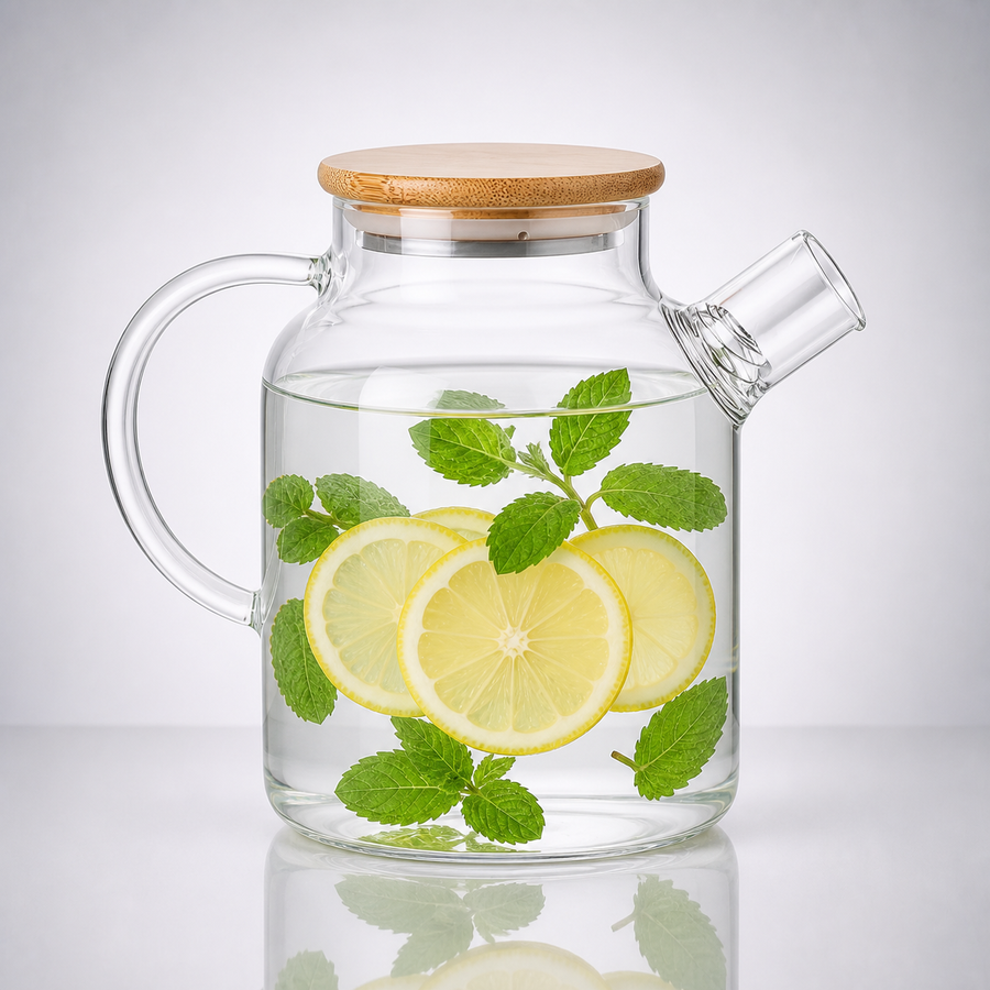 Glass-Slanted spout kettle (Bamboo lid)