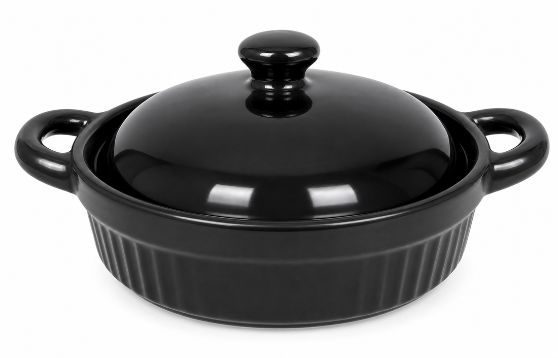 HB Dry-Burn Round Double-Handle Pot (Black)