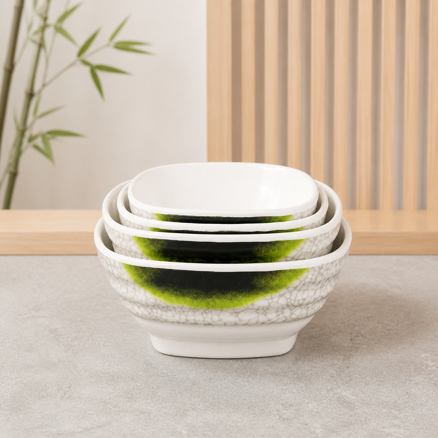 HX-Ribbed Deep Square Bowl (Qinghe)