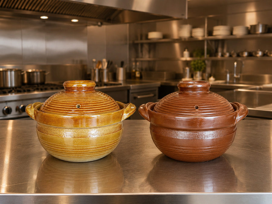 TL Round Claypot (Amber Yellow / Wood-Fired Brown)
