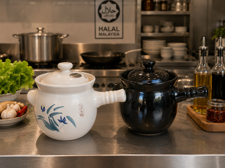 TL Single-Handle Soup Claypot (White / Black)